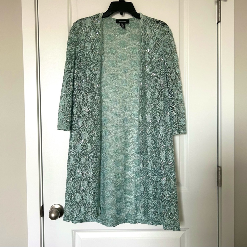 R&M Richards Lace and Sequin Two-Piece Jacket and Dress Set Mint - Picture 4 of 6